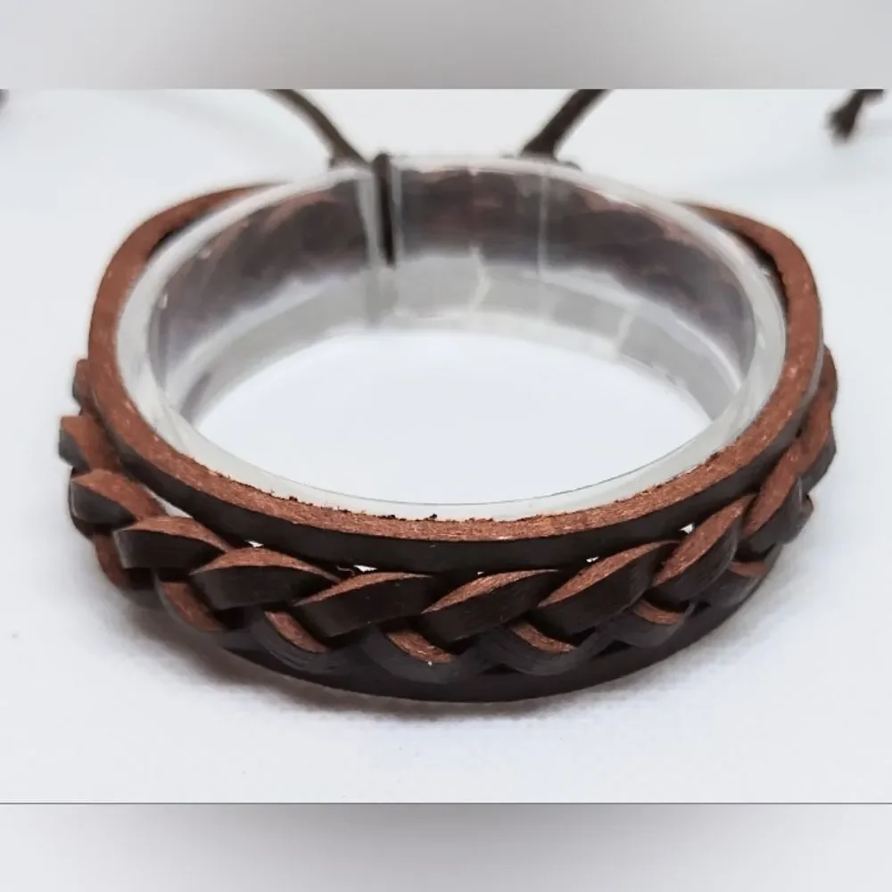 Men's bracelet leather braided brown new‎ e89